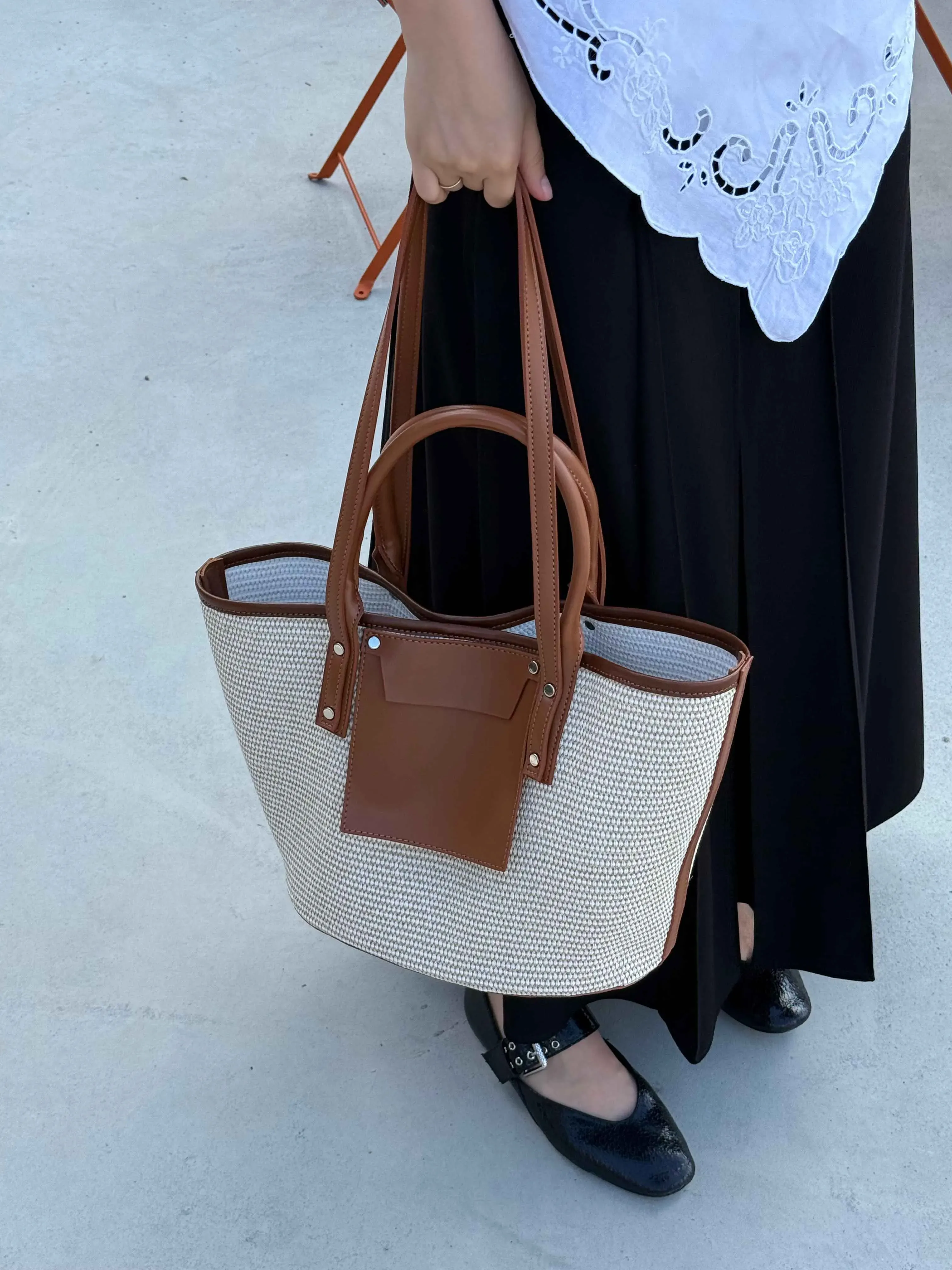 STRAW BAG BROWN